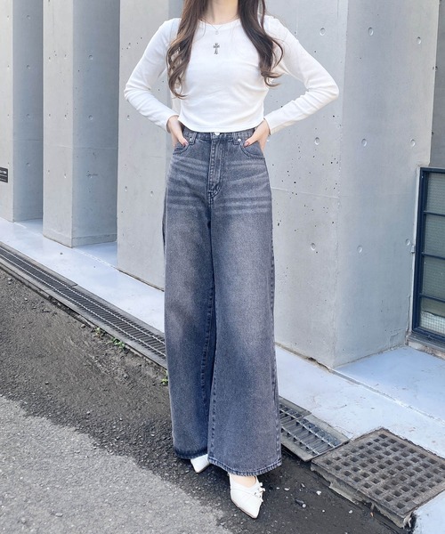 INGNI(イング)の「グリッターラメデニムワイドパンツ(デニムパンツ・レディース・ブルー系その他3/グレー/ブルー系その他・S/M)」の8枚目の写真