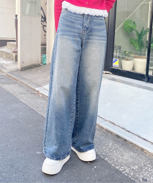 INGNI(イング)の「グリッターラメデニムワイドパンツ(デニムパンツ・レディース・ブルー系その他3/グレー/ブルー系その他・S/M)」の10枚目の写真