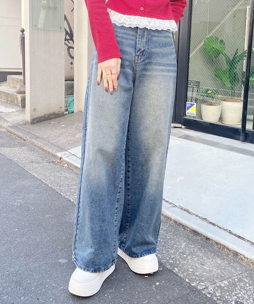 INGNI(イング)の「グリッターラメデニムワイドパンツ(デニムパンツ・レディース・ブルー系その他3/グレー/ブルー系その他・S/M)」の12枚目の写真