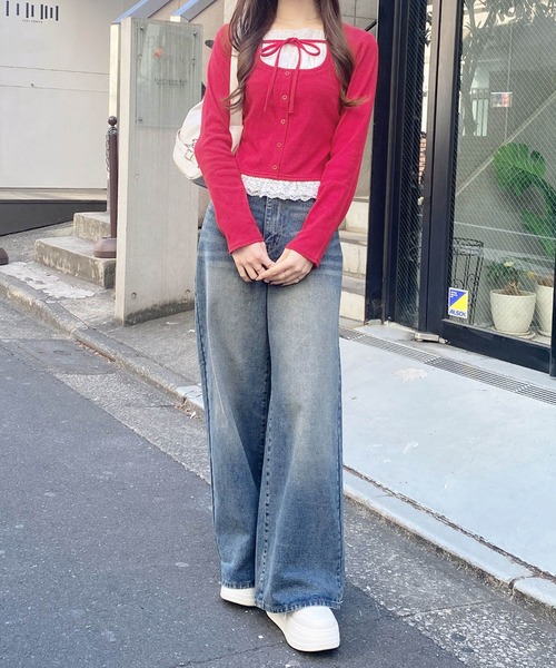 INGNI(イング)の「グリッターラメデニムワイドパンツ(デニムパンツ・レディース・ブルー系その他3/グレー/ブルー系その他・S/M)」の16枚目の写真