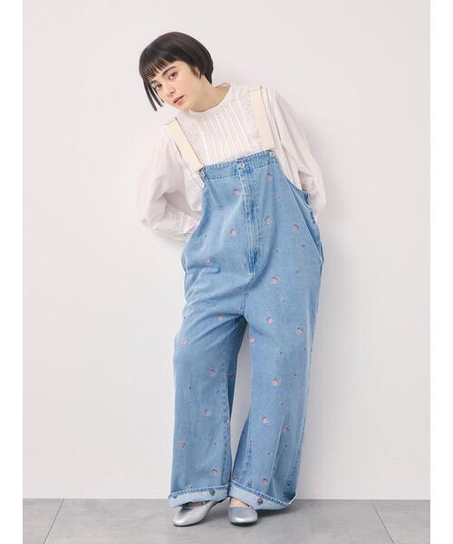 Samansa Mos2(サマンサ モスモス)の「【オーガニックコットン】デニムサロペット(サロペット/オーバーオール・レディース・ブルー/サックスブルー/キナリ・F)」の1枚目の写真