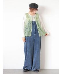 Samansa Mos2（サマンサ モスモス）の「【オーガニックコットン】デニムサロペット（サロペット/オーバーオール）」