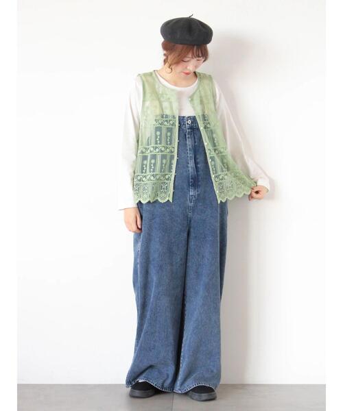 Samansa Mos2(サマンサ モスモス)の「【オーガニックコットン】デニムサロペット(サロペット/オーバーオール・レディース・ブルー/サックスブルー/キナリ・F)」の3枚目の写真