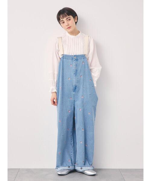 Samansa Mos2(サマンサ モスモス)の「【オーガニックコットン】デニムサロペット(サロペット/オーバーオール・レディース・ブルー/サックスブルー/キナリ・F)」の5枚目の写真