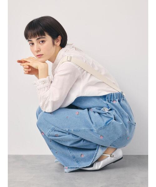 Samansa Mos2(サマンサ モスモス)の「【オーガニックコットン】デニムサロペット(サロペット/オーバーオール・レディース・ブルー/サックスブルー/キナリ・F)」の10枚目の写真