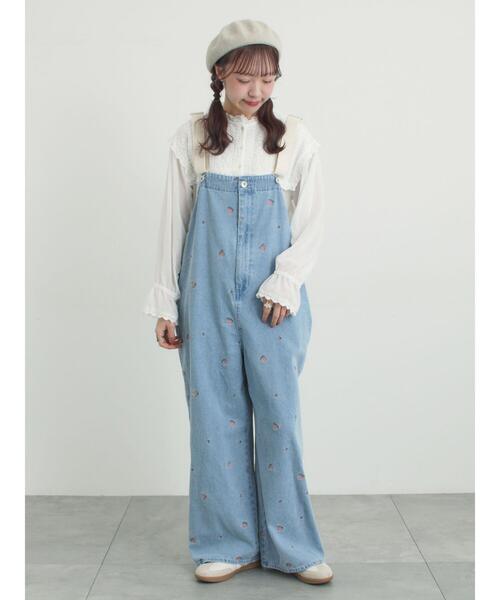 Samansa Mos2(サマンサ モスモス)の「【オーガニックコットン】デニムサロペット(サロペット/オーバーオール・レディース・ブルー/サックスブルー/キナリ・F)」の21枚目の写真