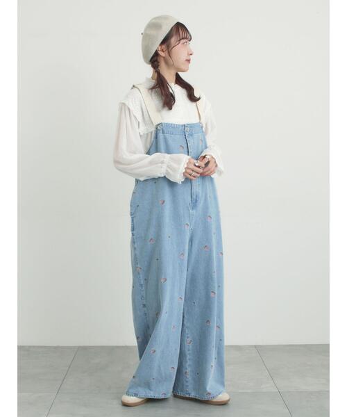 Samansa Mos2(サマンサ モスモス)の「【オーガニックコットン】デニムサロペット(サロペット/オーバーオール・レディース・ブルー/サックスブルー/キナリ・F)」の22枚目の写真