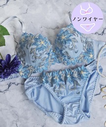 レディースのブラ&ショーツ（ブルー・ネイビー/青色系・ワイヤーなし