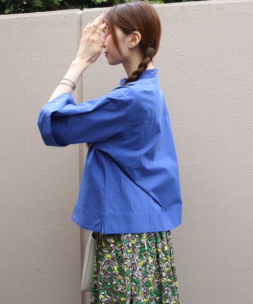 GYMPHLEX(ジムフレックス)の「Gymphlex/ジムフレックス スタンドカラーショートスリーブシャツ STANDCOLLAR SHORTSLEEVE SHIRT GY-B0368 TYO(シャツ/ブラウス・レディース・ホワイト/ベージュ/ブルー・14)」の6枚目の写真