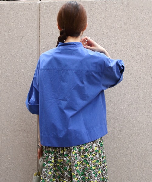 GYMPHLEX(ジムフレックス)の「Gymphlex/ジムフレックス スタンドカラーショートスリーブシャツ STANDCOLLAR SHORTSLEEVE SHIRT GY-B0368 TYO(シャツ/ブラウス・レディース・ホワイト/ベージュ/ブルー・14)」の7枚目の写真