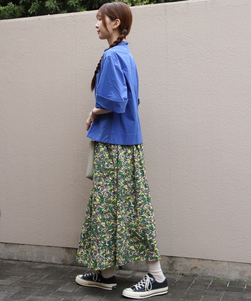 GYMPHLEX(ジムフレックス)の「Gymphlex/ジムフレックス スタンドカラーショートスリーブシャツ STANDCOLLAR SHORTSLEEVE SHIRT GY-B0368 TYO(シャツ/ブラウス・レディース・ホワイト/ベージュ/ブルー・14)」の9枚目の写真