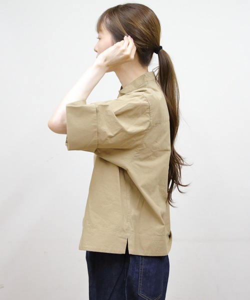 GYMPHLEX(ジムフレックス)の「Gymphlex/ジムフレックス スタンドカラーショートスリーブシャツ STANDCOLLAR SHORTSLEEVE SHIRT GY-B0368 TYO(シャツ/ブラウス・レディース・ホワイト/ベージュ/ブルー・14)」の13枚目の写真