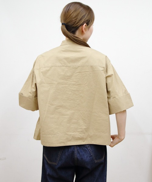 GYMPHLEX(ジムフレックス)の「Gymphlex/ジムフレックス スタンドカラーショートスリーブシャツ STANDCOLLAR SHORTSLEEVE SHIRT GY-B0368 TYO(シャツ/ブラウス・レディース・ホワイト/ベージュ/ブルー・14)」の14枚目の写真