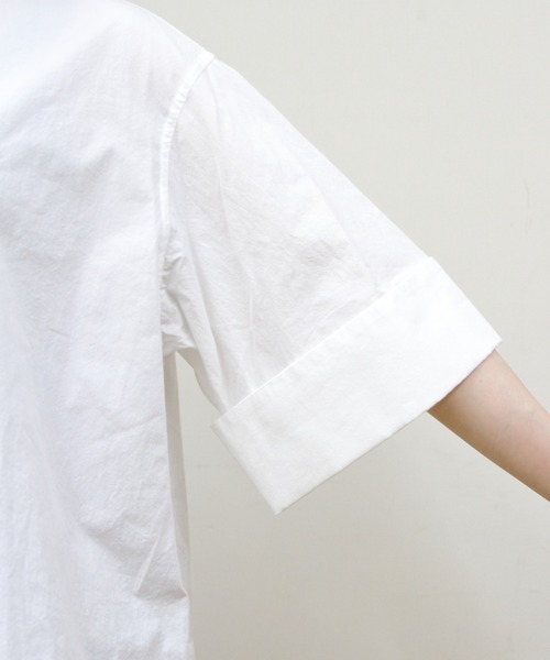 GYMPHLEX(ジムフレックス)の「Gymphlex/ジムフレックス スタンドカラーショートスリーブシャツ STANDCOLLAR SHORTSLEEVE SHIRT GY-B0368 TYO(シャツ/ブラウス・レディース・ホワイト/ベージュ/ブルー・14)」の18枚目の写真