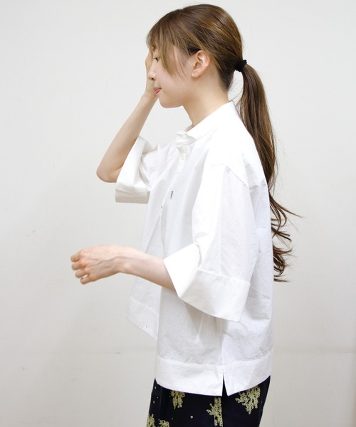 GYMPHLEX(ジムフレックス)の「Gymphlex/ジムフレックス スタンドカラーショートスリーブシャツ STANDCOLLAR SHORTSLEEVE SHIRT GY-B0368 TYO(シャツ/ブラウス・レディース・ホワイト/ベージュ/ブルー・14)」の19枚目の写真