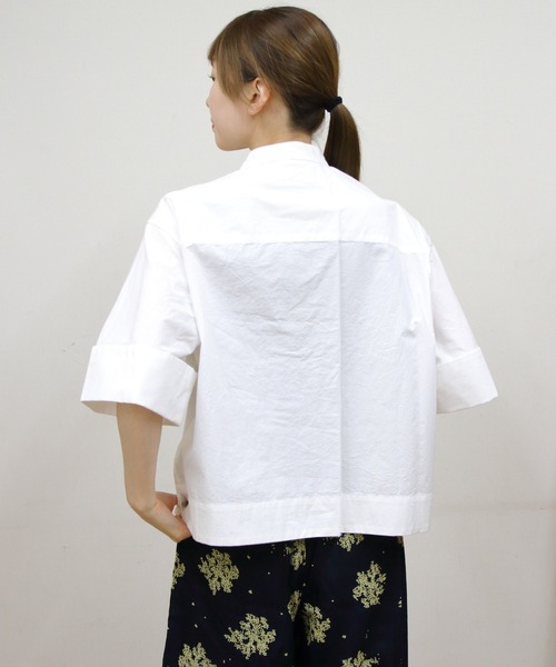 GYMPHLEX(ジムフレックス)の「Gymphlex/ジムフレックス スタンドカラーショートスリーブシャツ STANDCOLLAR SHORTSLEEVE SHIRT GY-B0368 TYO(シャツ/ブラウス・レディース・ホワイト/ベージュ/ブルー・14)」の20枚目の写真