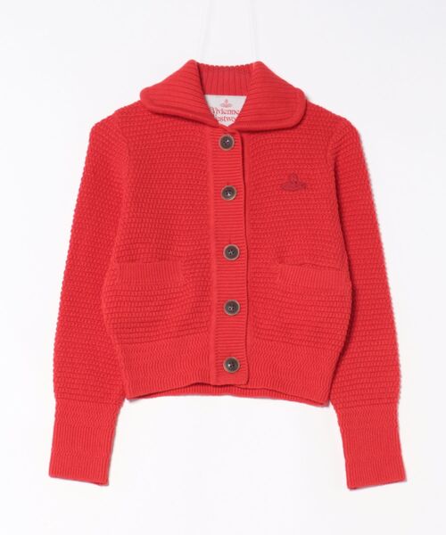 Vivienne Westwood(ヴィヴィアンウエストウッド)の「スレットリンクスニット ラウンドカラーカーディガン(カーディガン/ボレロ・レディース・レッド/オフホワイト/ブルー・FREE)」の3枚目の写真