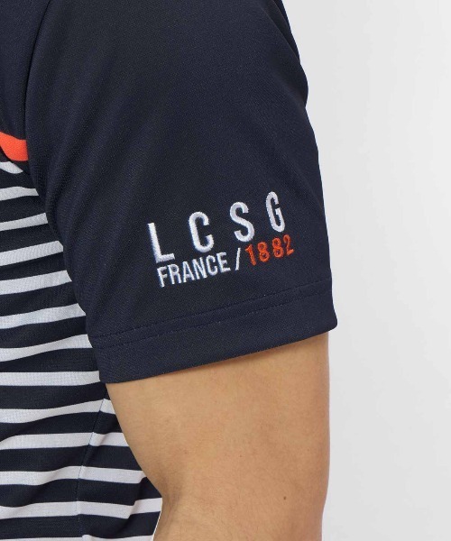 le coq sportif GOLF(ルコックスポルティフゴルフ)の「【le coq sportif GOLF】吸汗速乾/消臭/UV CUT(UPF50+)/遮熱/高通気/ストレッチ パネルボーダー柄半袖ポロシャツ ゴルフウェア(ポロシャツ・メンズ・ホワイト/ネイビー・L/M/XL/3L)」の3枚目の写真