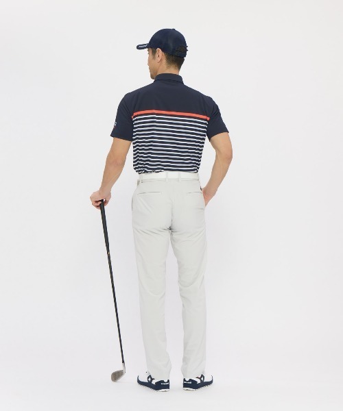 le coq sportif GOLF(ルコックスポルティフゴルフ)の「【le coq sportif GOLF】吸汗速乾/消臭/UV CUT(UPF50+)/遮熱/高通気/ストレッチ パネルボーダー柄半袖ポロシャツ ゴルフウェア(ポロシャツ・メンズ・ホワイト/ネイビー・L/M/XL/3L)」の5枚目の写真