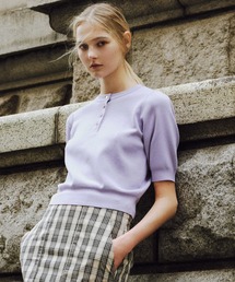 ROPE' | 金ボタン5分袖プルオーバー/イージーケア(ニット/セーター)