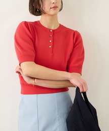 ROPE' | 金ボタン5分袖プルオーバー/イージーケア(ニット/セーター)