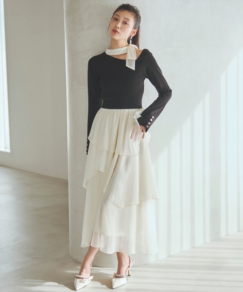AND COUTURE（アンドクチュール）の「リボン付きニットドッキング