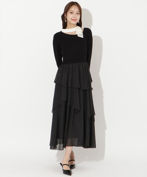 AND COUTURE リボン付きニットドッキングワンピース AND COUTURE（アンドクチュール）の「リボン付きニットドッキング