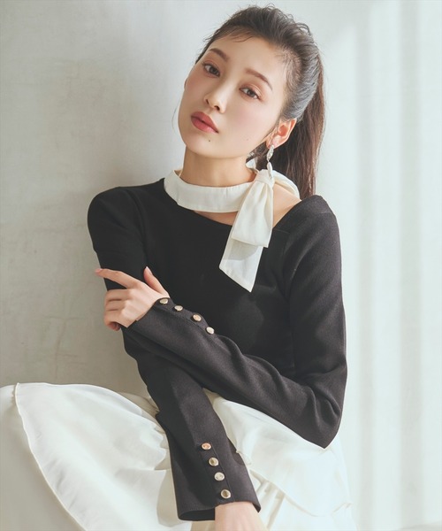 AND COUTURE リボン付きニットドッキングワンピース AND COUTURE（アンドクチュール）の「リボン付きニットドッキング