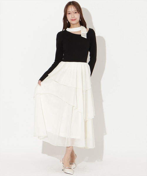 AND COUTURE リボン付きニットドッキングワンピース AND COUTURE（アンドクチュール）の「リボン付きニットドッキング