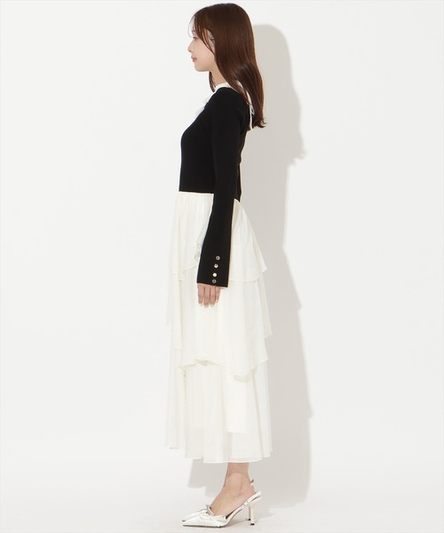 AND COUTURE(アンドクチュール)の「リボン付きニットドッキングワンピース(ワンピース・レディース・ブルー/ブラック/アイボリー・FREE)」の8枚目の写真