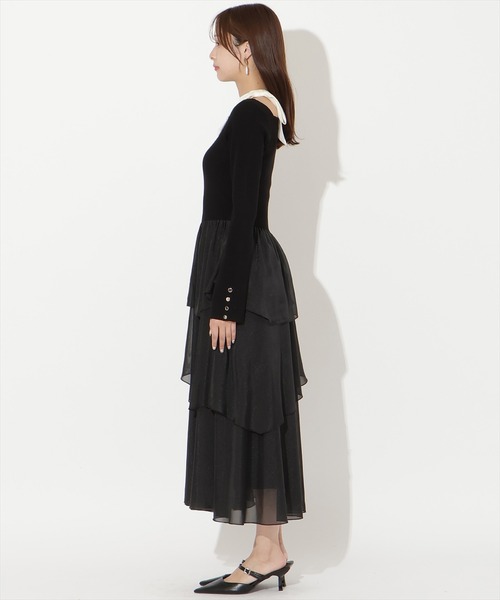 AND COUTURE リボン付きニットドッキングワンピース AND COUTURE（アンドクチュール）の「リボン付きニットドッキング