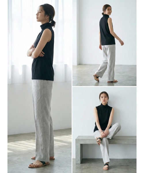 Belta attrice(ベルタアトリーチェ)の「【LLサイズ/接触冷感】ボトルネック ハイツイストコットン インナー ノースリーブ カットソー/袖なし(タンクトップ・レディース・カーキ/ブラック/ダークオレンジ/ロイヤルブルー/ライトグレー・LL/2L)」の16枚目の写真