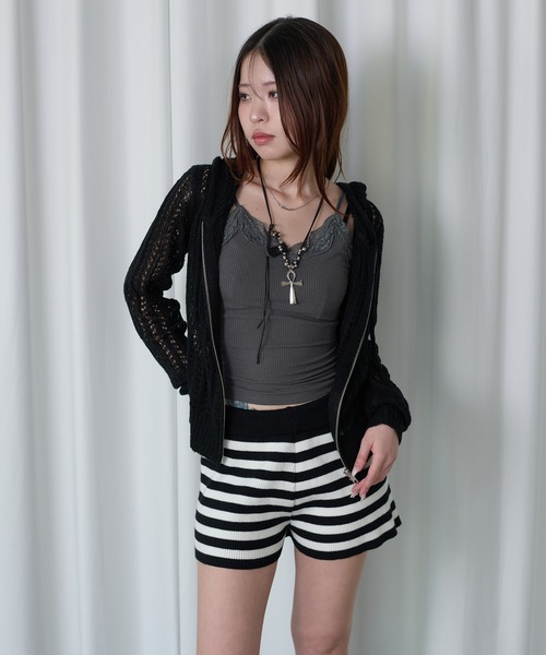 sedacle girl(セダクルガール)の「シアーニットジップカーデ(カーディガン/ボレロ・レディース・グレー/ブラック・SMALL/MEDIUM)」の8枚目の写真