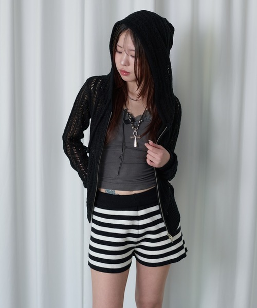 sedacle girl(セダクルガール)の「シアーニットジップカーデ(カーディガン/ボレロ・レディース・グレー/ブラック・SMALL/MEDIUM)」の9枚目の写真