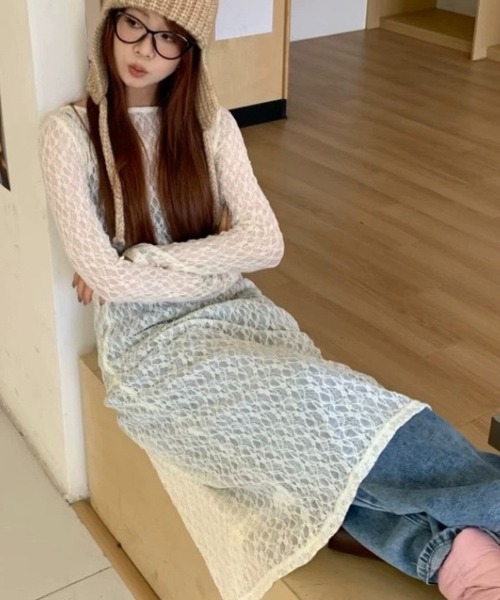 SHOUYO（ショウヨウ）の「シアーレース ロングワンピース（ワンピース・レディース・オフホワイト・M）」の4枚目の写真