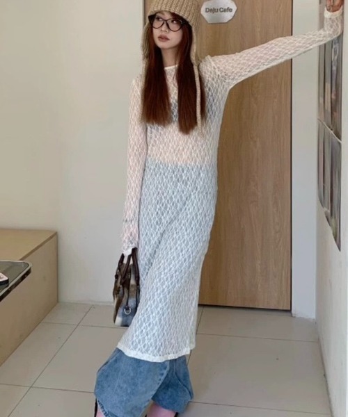 SHOUYO（ショウヨウ）の「シアーレース ロングワンピース（ワンピース・レディース・オフホワイト・M）」の10枚目の写真
