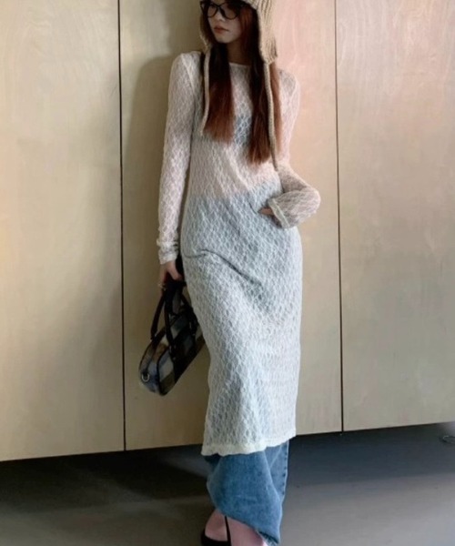 SHOUYO（ショウヨウ）の「シアーレース ロングワンピース（ワンピース・レディース・オフホワイト・M）」の11枚目の写真