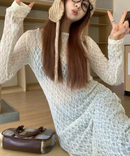 SHOUYO（ショウヨウ）の「シアーレース ロングワンピース（ワンピース・レディース・オフホワイト・M）」の13枚目の写真