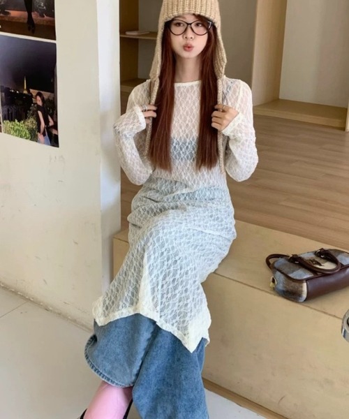 SHOUYO（ショウヨウ）の「シアーレース ロングワンピース（ワンピース・レディース・オフホワイト・M）」の15枚目の写真