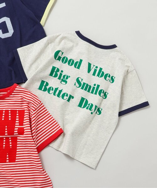 BREEZE（ブリーズ）の「【リンク】リンガー配色3柄ロゴTシャツ（Tシャツ/カットソー・キッズ・レッド/ネイビー/アイボリー・110/100/90/80/120/140/130）」の2枚目の写真