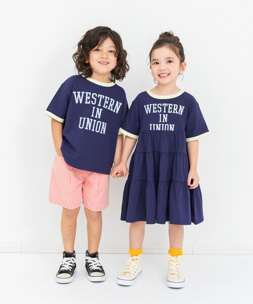 BREEZE（ブリーズ）の「【リンク】リンガー配色3柄ロゴTシャツ（Tシャツ/カットソー・キッズ・レッド/ネイビー/アイボリー・110/100/90/80/120/140/130）」の4枚目の写真