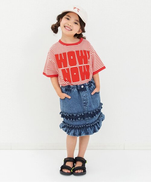 BREEZE（ブリーズ）の「【リンク】リンガー配色3柄ロゴTシャツ（Tシャツ/カットソー・キッズ・レッド/ネイビー/アイボリー・110/100/90/80/120/140/130）」の5枚目の写真