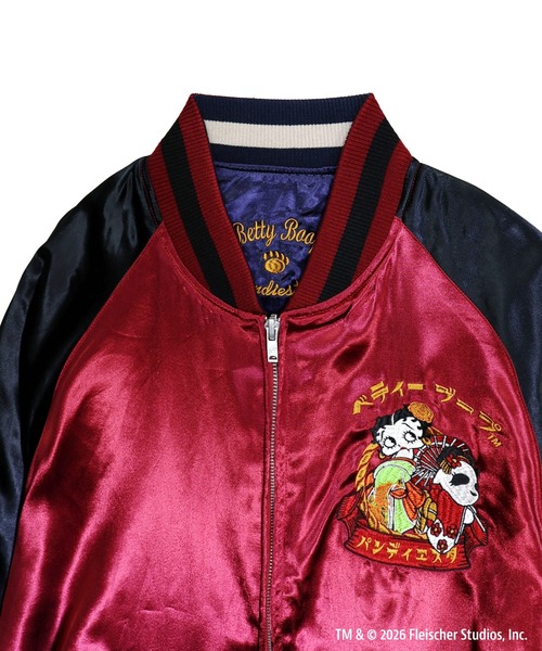 BETTY BOOP(ベティ・ブープ)の「BETTY BOOP×PANDIESTA OIRAN-DOUCHU BETTYリバーシブルスカジャン(M2)(スカジャン・メンズ・ワイン/ブラック・M/XXL/XL/L)」の4枚目の写真
