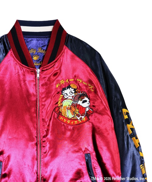 BETTY BOOP(ベティ・ブープ)の「BETTY BOOP×PANDIESTA OIRAN-DOUCHU BETTYリバーシブルスカジャン(M2)(スカジャン・メンズ・ワイン/ブラック・M/XXL/XL/L)」の5枚目の写真
