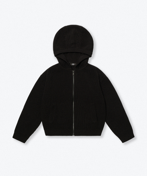 MUSINSA STANDARD KIDS（ムシンサスタンダードキッズ）の「リブニットフードパーカー[ブラック]（ニット/セーター・レディース・その他・110/120/130/140/150/160）」の3枚目の写真