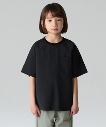 クールタッチオーバーサイズポケットウーブンTシャツ[ブラック]