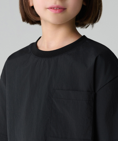 MUSINSA STANDARD KIDS（ムシンサスタンダードキッズ）の「クールタッチオーバーサイズポケットウーブンTシャツ[ブラック]（Tシャツ/カットソー・レディース・その他・100/110/120/130/140/150/160）」の4枚目の写真