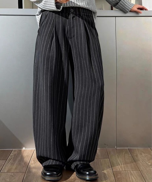 TOBEE（トゥビー）の「【TOBEE】ワイドシルエット バレルレッグ スラックスストライプ パンツ（スラックス・メンズ・ブラック/ダークグレー・MEDIUM/LARGE/X-LARGE/XX-LARGE/XXX-LARGE）」の22枚目の写真