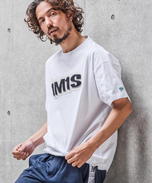 1minute 1second(ワンミニットワンセカンド)の「mt10280-1M1S chenille embroidered patch drawcord cut&sewn ドローコードTシャツ(1M26N260)(Tシャツ/カットソー・メンズ・チャコール/ホワイト/ブラック・XL/L/M)」の1枚目の写真