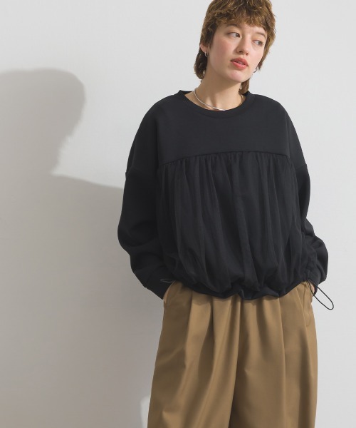 Fizz(フィズ)の「ダンボールチュールワイドプルオーバー(スウェット・レディース・ライトブルー/アイボリー/ブラック・M)」の15枚目の写真